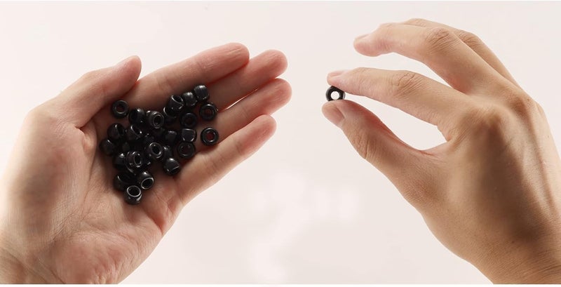 FINEWEN Black Pony Beads(1200Pcs 6x9mm) Hair Beads,Pony Beads Bulk,Beads for Bracelets Making,Beads for Hair Braids (Black) - Image 3